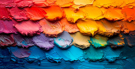 Multicolored rainbow thick oil paint on white isolated background, sampler template AI generated...