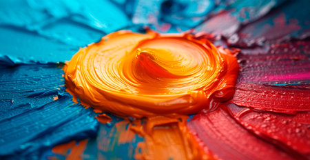 Multicolored rainbow thick oil paint on white isolated background, sampler template AI generated imageの写真素材