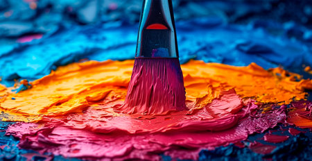 Multicolored rainbow thick oil paint on white isolated background, sampler template AI generated...