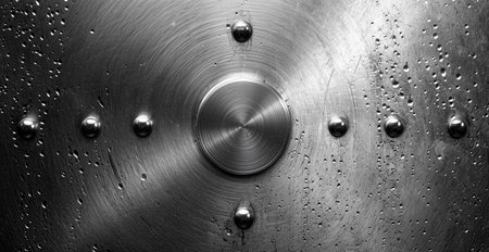 Aviation aluminum, metal rivets, brutal panoramic old background texture template AI generated imageの写真素材