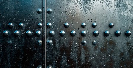 Aviation aluminum, metal rivets, brutal panoramic old background texture template AI generated imageの写真素材