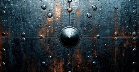 Aviation aluminum, metal rivets, brutal panoramic old background texture template AI generated imageの写真素材