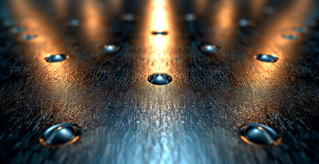 Aviation aluminum, metal rivets, brutal panoramic old background texture template AI generated imageの写真素材