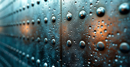 Aviation aluminum, metal rivets, brutal panoramic old background texture template AI generated imageの写真素材