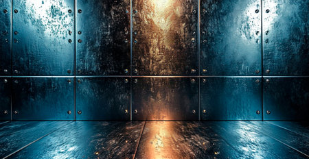 Aviation aluminum, metal rivets, brutal panoramic old background texture template AI generated imageの写真素材