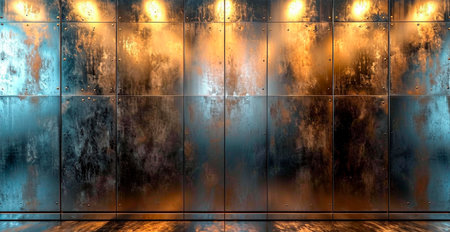 Aviation aluminum, metal rivets, brutal panoramic old background texture template AI generated imageの写真素材