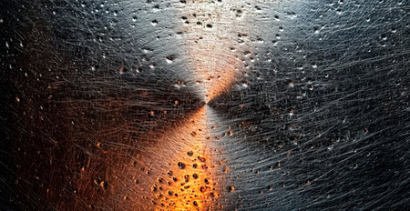 Metal corrosion, dents, scratches on a panoramic sheet of metal - AI generated imageの写真素材