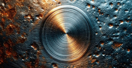 Metal corrosion, dents, scratches on a panoramic sheet of metal - AI generated imageの写真素材