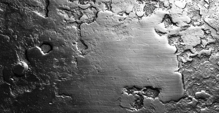 Metal corrosion, dents, scratches on a panoramic sheet of metal - AI generated imageの写真素材