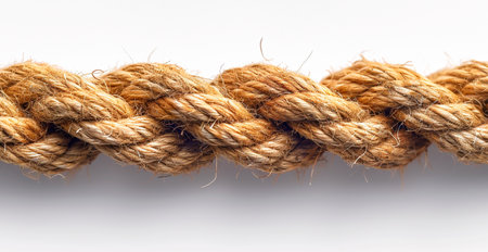 Top view of arranged nautical rope isolated on white AI generated imageの写真素材