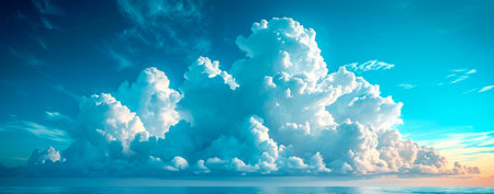 Blue sky with bright sun as abstract panoramic background AI generated imageの写真素材