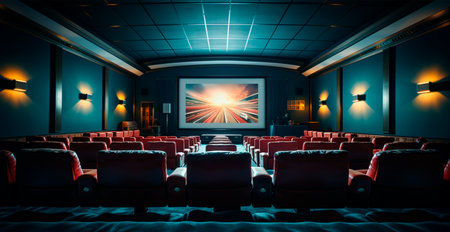 Large cinema, watching new films, blue hall, leisure for the whole family AI generated imageの写真素材