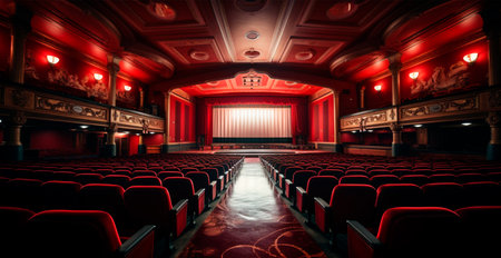 Large cinema, watching new films, red hall, leisure for the whole family AI generated imageの写真素材