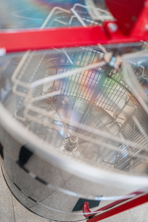 Top View into the Empty and Clean Metal Honey Centrifugal Extractorの写真素材