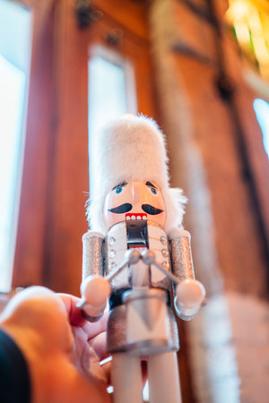 Nutcracker Doll with White Head From the Bottomの写真素材