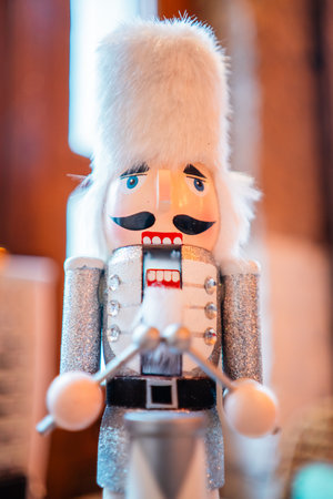 Nutcracker Soldier with White Bearskin Headの写真素材