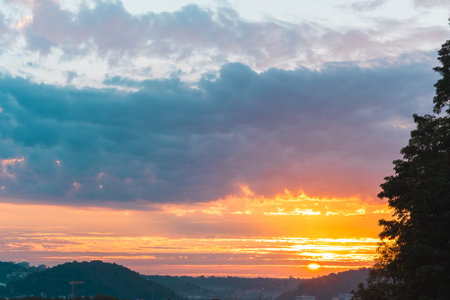 Sunrise With Colorful Landscape Cloud Skylineの写真素材