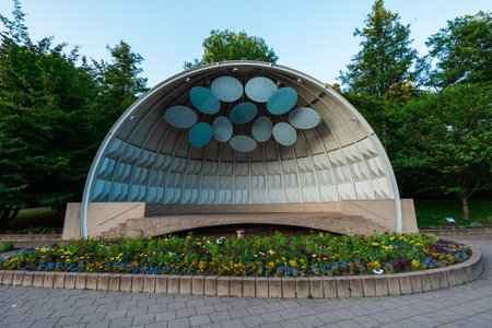 Open Outdoor Sound Stage in a Park Environment for Public Music Theater and Festival Eventsの写真素材