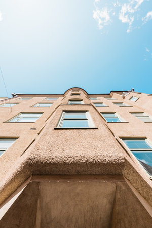 Multilevel Apartment Building Bottom to Top Viewの写真素材
