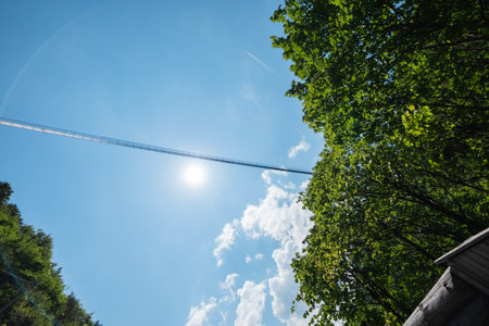 Long Suspension Bridge During a Sunny Day