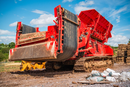Heavy Grinder Utility Machine Vehicle on a Construction Site