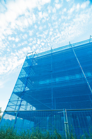 Scaffolding Construction Frame with Blue Safety Net