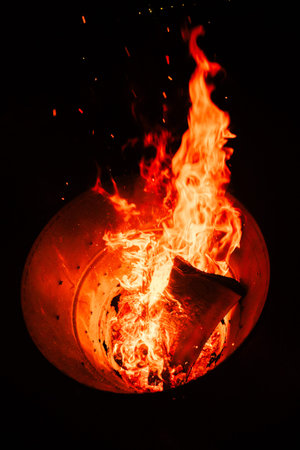 Big Hot Flames in a Burning Barrel