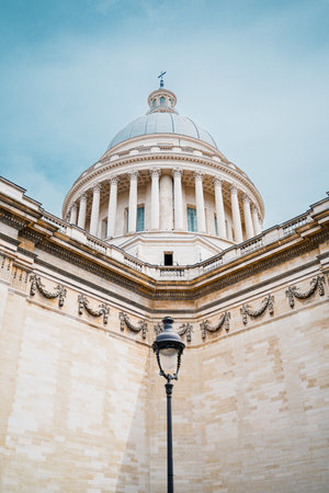 Neoclassical Dome of the PanthÃ©on in Paris France Reaching Up into the Skyの写真素材