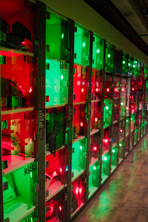 Colorful Lock Boxes in a Museum Storing Private Property