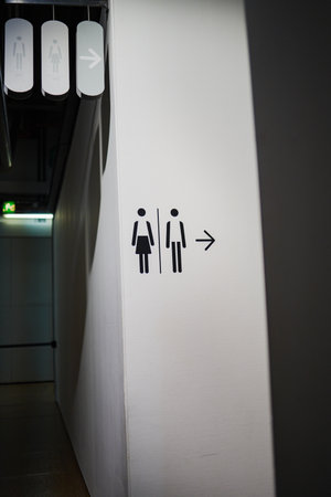 Symbol to signal and indicate where the toilets are for men and womenの写真素材