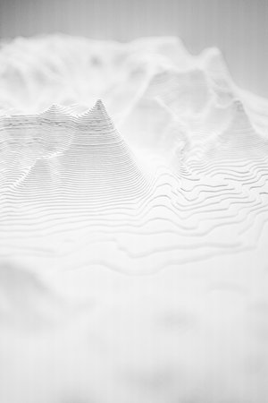 Minimalist abstract depiction of a topographic landscape. Featuring elegant contour lines against a...