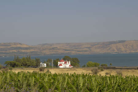 Greek orthodox church at Capernaum  kefar  Nachum.The town was reported to have been the home of  himself. taught in the synagogue in Capernaum on the sabbath days In Capernaum also  allegedly healed a several people.の写真素材
