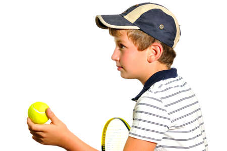 player in tennis is going to hit the ball racketの写真素材