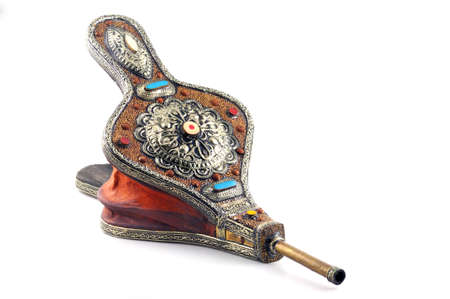 Inlaid fur for inflating the fire in the fireplace, made in Moroccoの写真素材