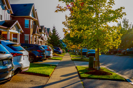 Early Sunday, September morning in a residential areaの写真素材