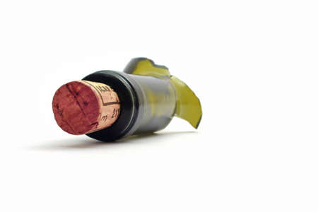 Bottle neck with cork on white backgroundの写真素材