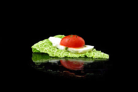 vegetarian pizza on a black backgroundの写真素材