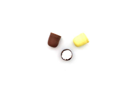 Different chocolate on a white backgroundの写真素材