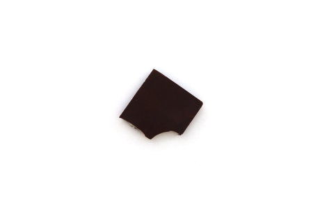 A piece of mint chocolate on a white background