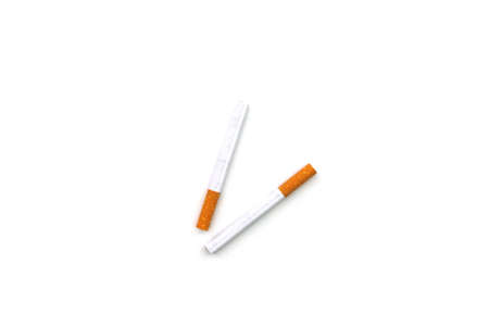 Two cigarettes on white backgroundの写真素材