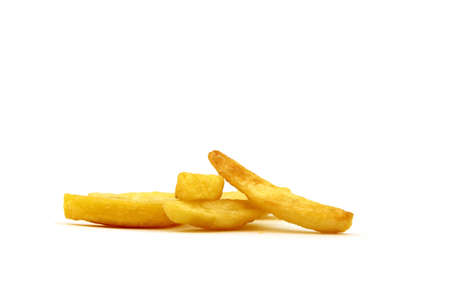 pommes frites auf weissen hintergrundの写真素材