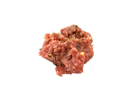 Chopped pork on a white background