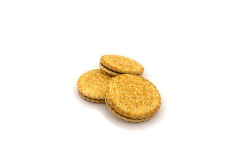 Several biscuits on a white background