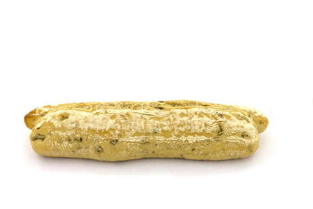 An olive baguette on a white backgroundの写真素材