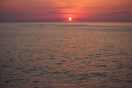 Sunset over sea in Brittanyの写真素材