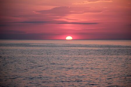 Sunset over sea in Brittanyの写真素材