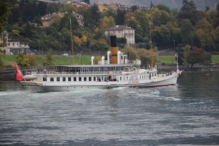 Sightseeing boat on Lake Lemanの写真素材