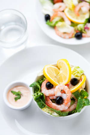 Fresh salad with tomatoes, onions, crutonsの写真素材