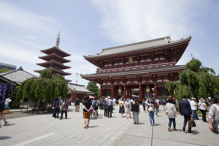 Sensoji Temple,Japan, with a cloud and blue sky.のeditorial素材
