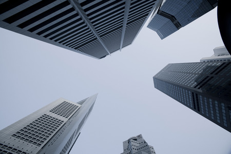 look up to skyscrapers of Singaporeのeditorial素材